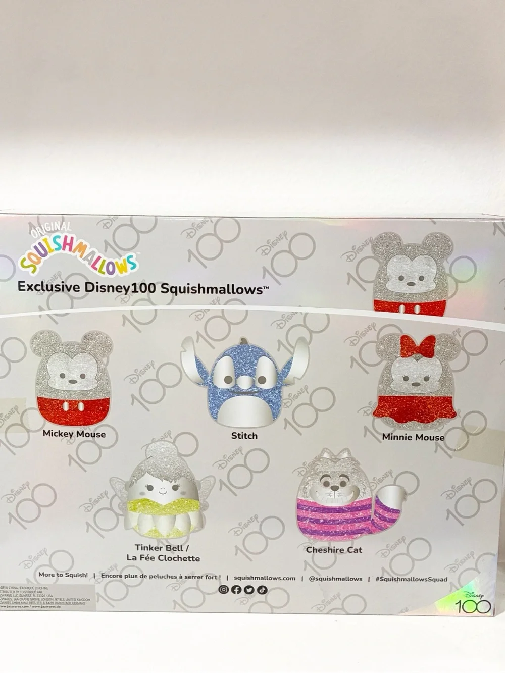 Squishmallow Disney100 5-Inch 5 Pack Plush Box Set Mickey Minnie Stitch And More